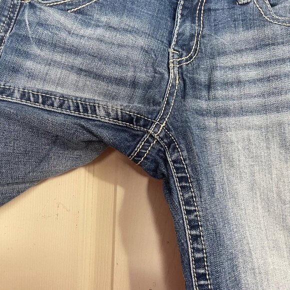 Vigoss Womens Blue Faux Flap Button Pocket Virgo Bermuda Jean Shorts Size 26 - Picture 9 of 10